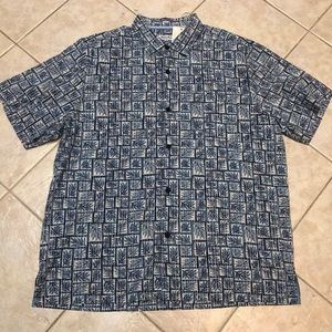 Tommy Bahama Tonga Tiles Silk Blend Camp Shirt Mens M Throne Blue NWT $125